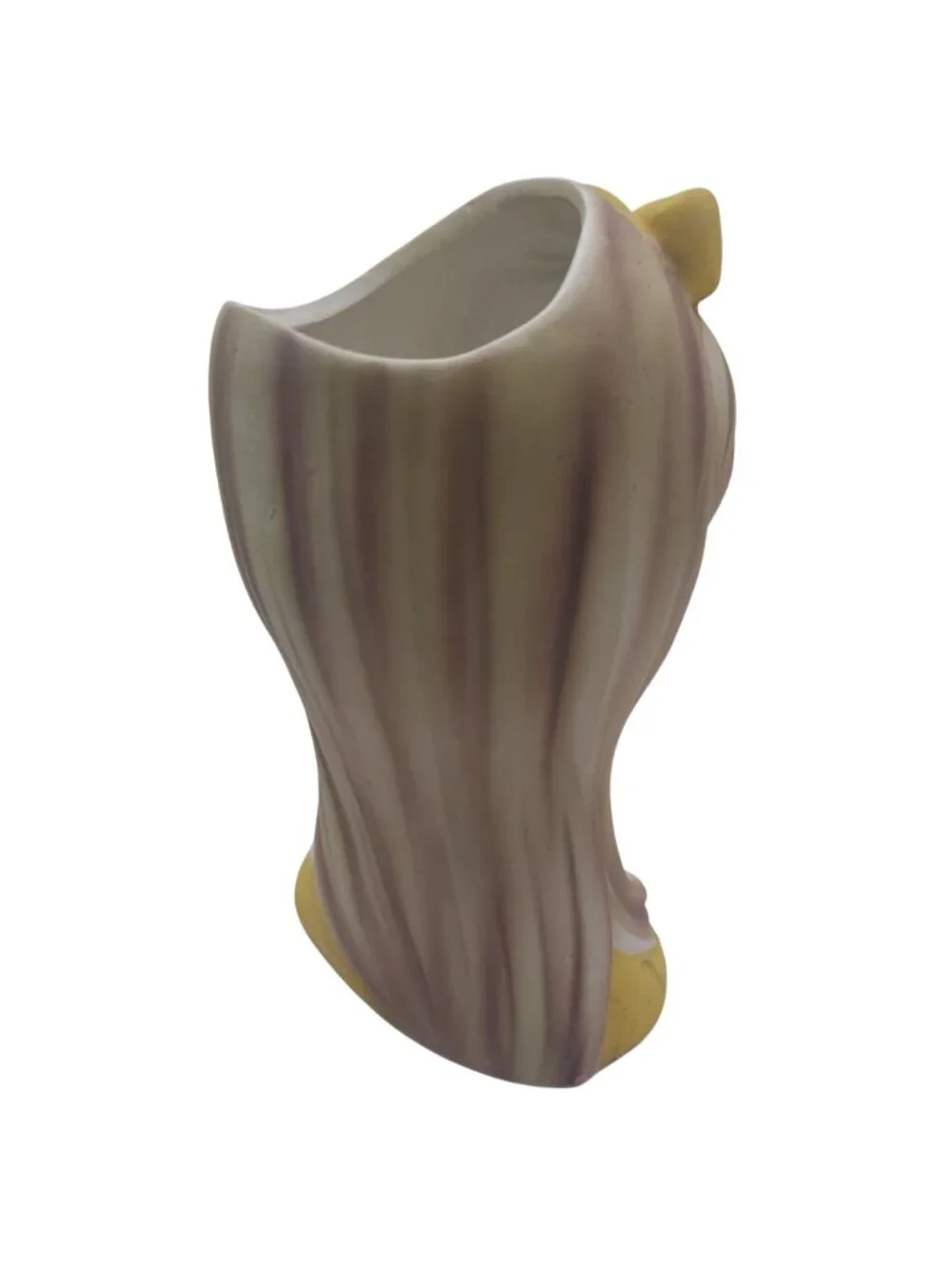 Napcoware Head Vase Lady Teen Ceramic Blonde Yellow Bow Pearl Earring MCM C8493